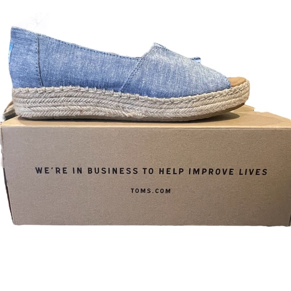 TOMS Open Toe Platform Alpargata 8.5 narrow - Picture 8 of 9